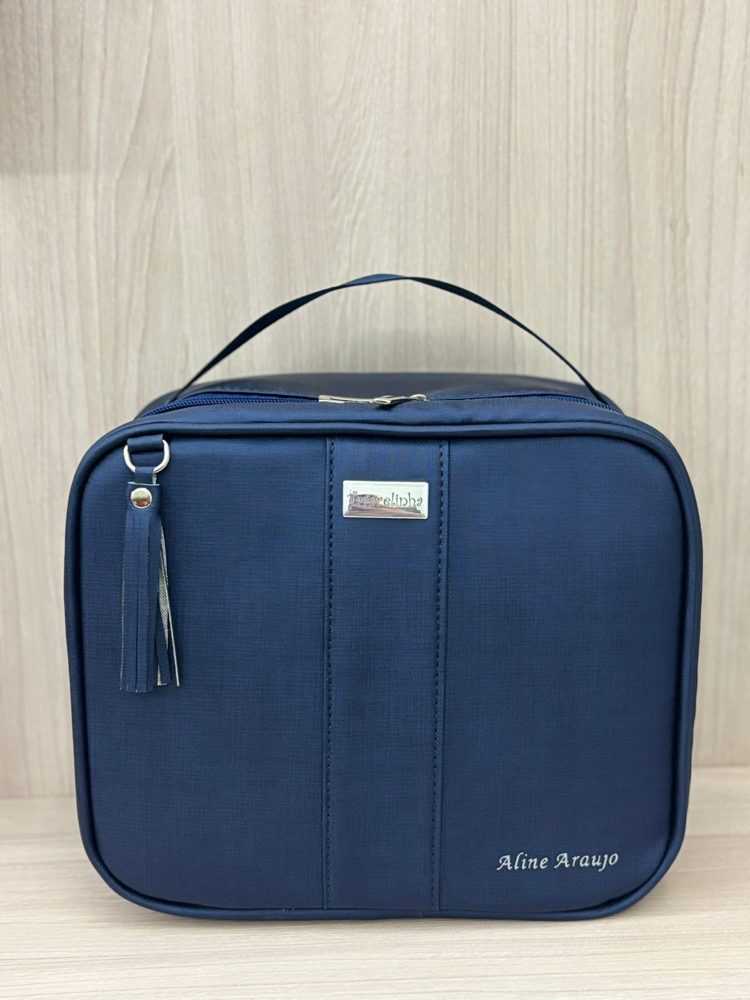Frasqueira azul-marinho personalizada com nome
