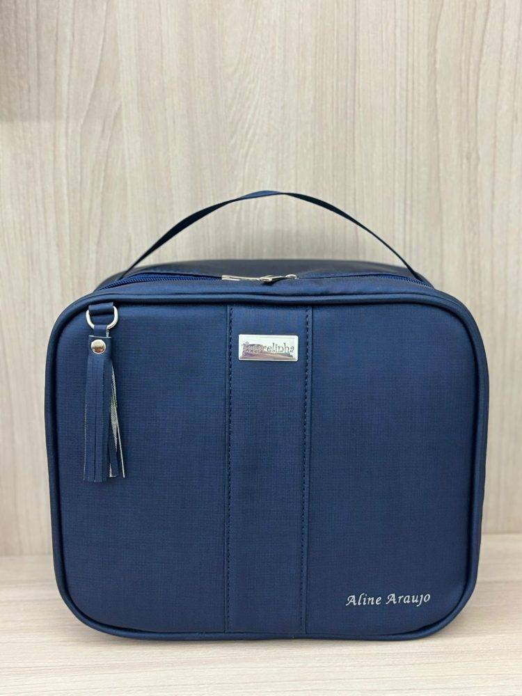 Frasqueira azul-marinho personalizada com nome